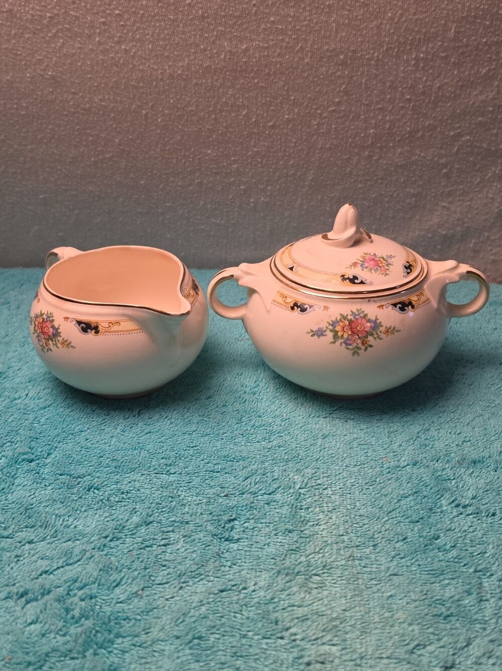 Vintage 1936 Taylor Smith Taylor Premier Creamer and Covered Sugar Bowl Set,...
